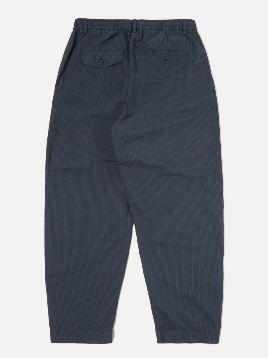 New Universal Works Universal Works Pleated Track Pant In Navy Nearly Pinstripe