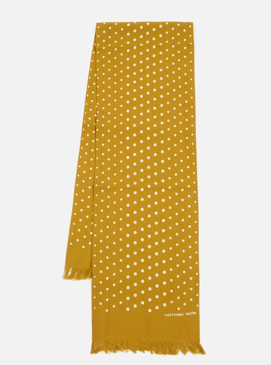 Clearance Universal Works Universal Works Short Scarf In Mustard Dot Print