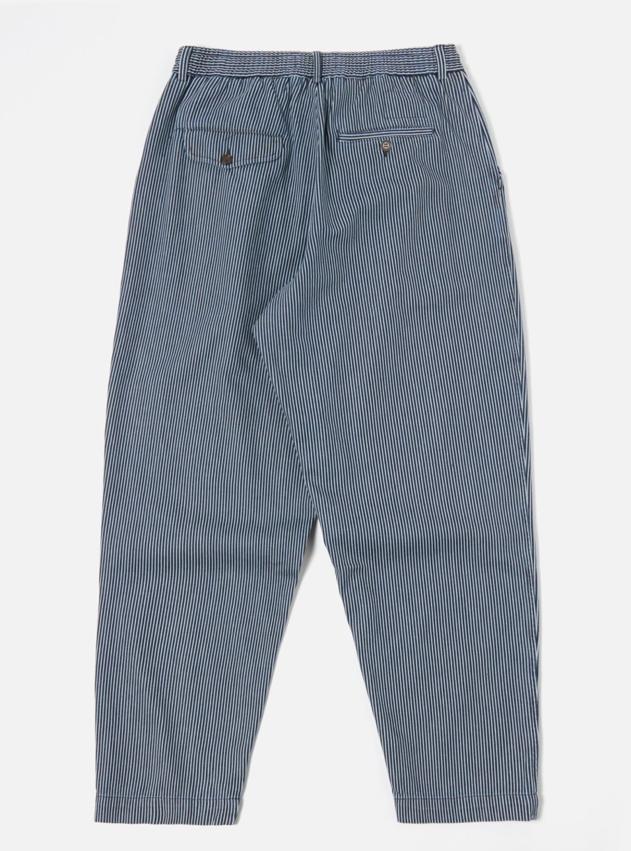 Wholesale Universal Works Universal Works Pleated Track Pant In Indigo Hickory Stripe Denim