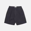 New Universal Works Universal Works Pleated Track Short In Navy Seersucker Ii