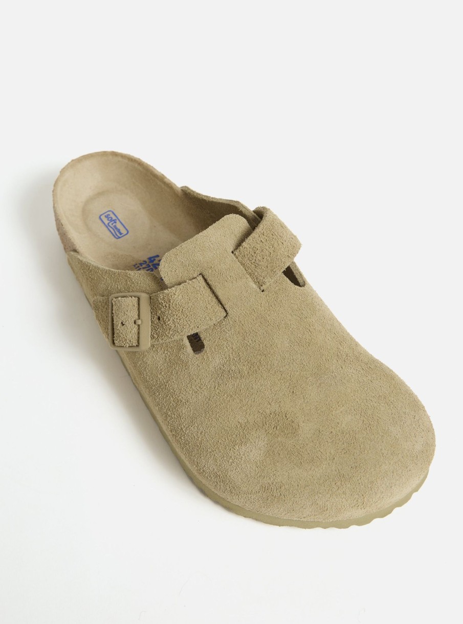 Online Universal Works Birkenstock Boston Soft Foot Bed In Faded Khaki Suede