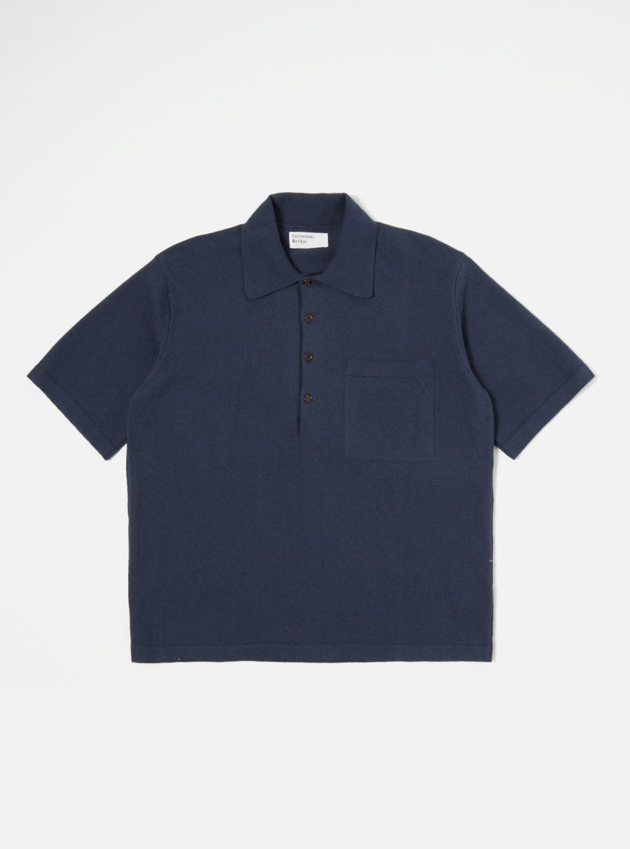 Hot Universal Works Universal Works Pullover Knit Shirt In Indigo Eco Cotton