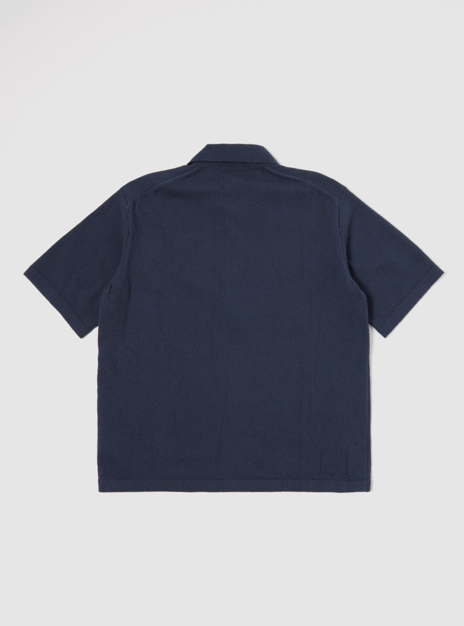 Hot Universal Works Universal Works Pullover Knit Shirt In Indigo Eco Cotton