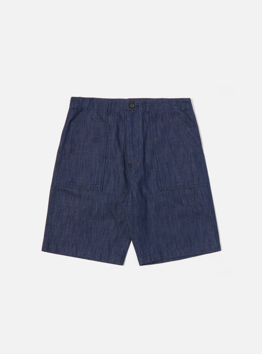 New Universal Works Universal Works Fatigue Short In Indigo Atlantic Denim