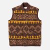 Clearance Universal Works Universal Works Button Front Gilet In Brown Moroccan Rug Fleece