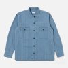 Clearance Universal Works Universal Works L/S Utility Shirt In Washed Indigo Herringbone Denim