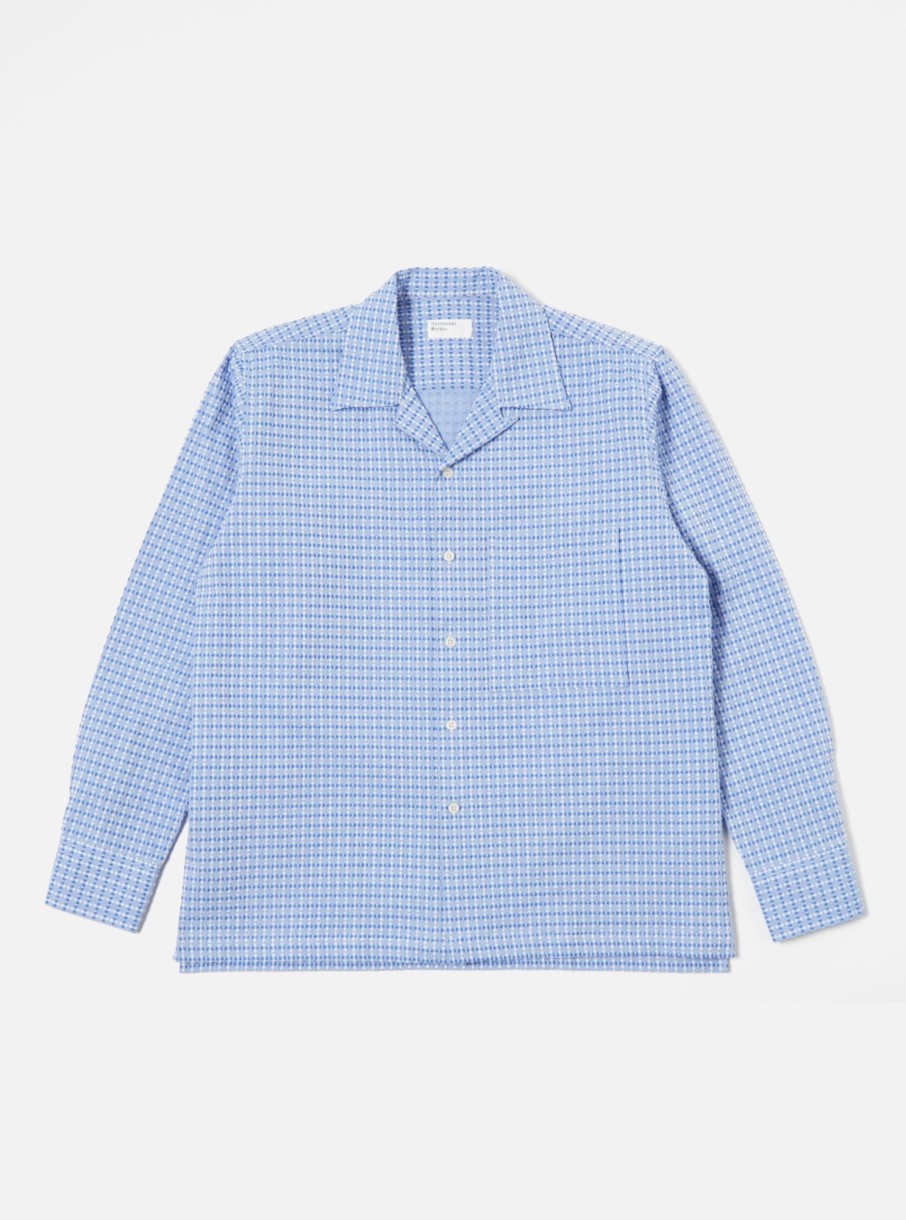 Wholesale Universal Works Universal Works L/S Camp Shirt Ii In Blue Delos Cotton