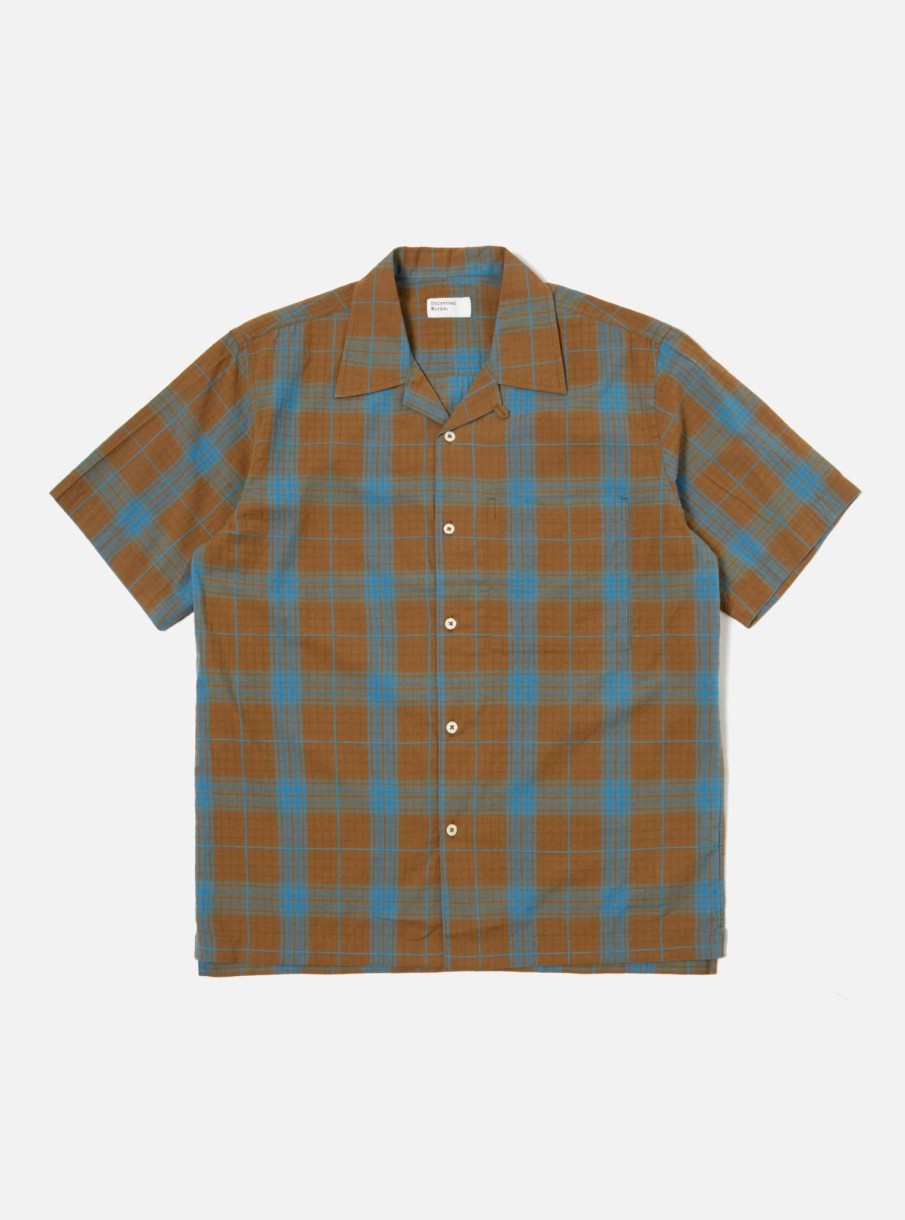 Online Universal Works Universal Works Camp Shirt In Sea/Sand Taki Check