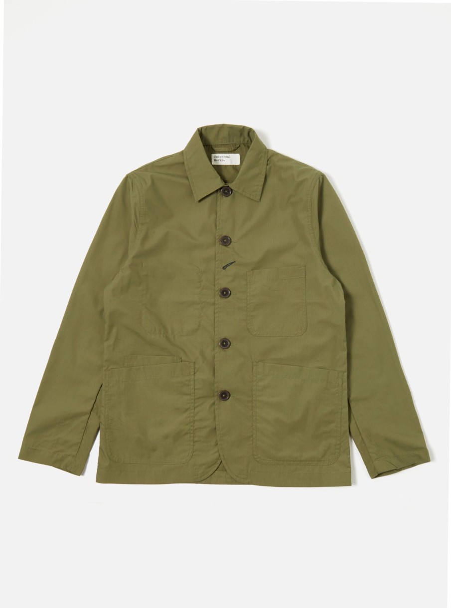 Online Universal Works Universal Works Bakers Jacket In Olive Recycled Poly Tech