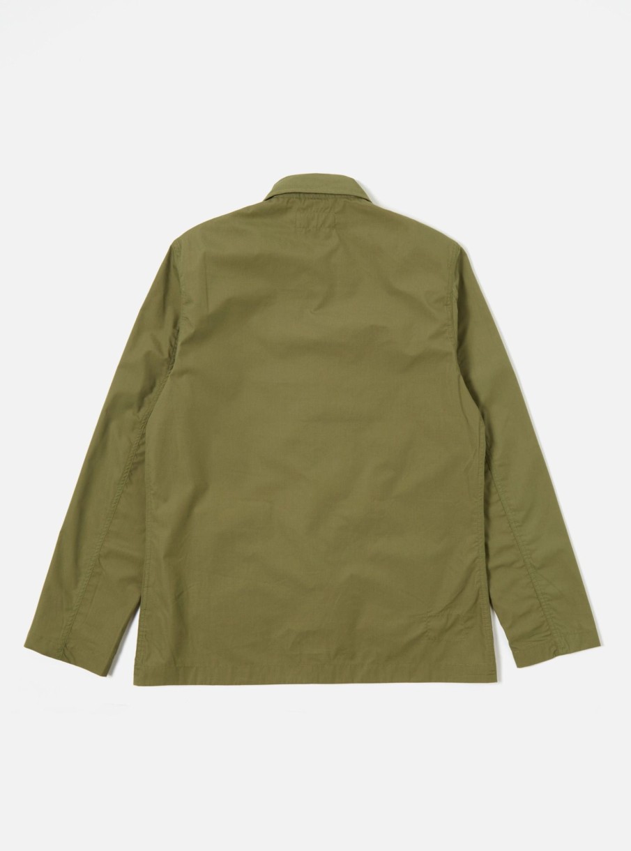 Online Universal Works Universal Works Bakers Jacket In Olive Recycled Poly Tech