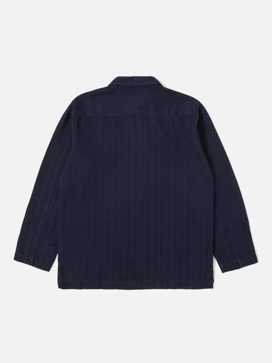 Online Universal Works Universal Works Smock Overshirt In Indigo Herringbone Denim