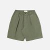 Best Universal Works Universal Works Pleated Track Short In Olive Slub Sateen