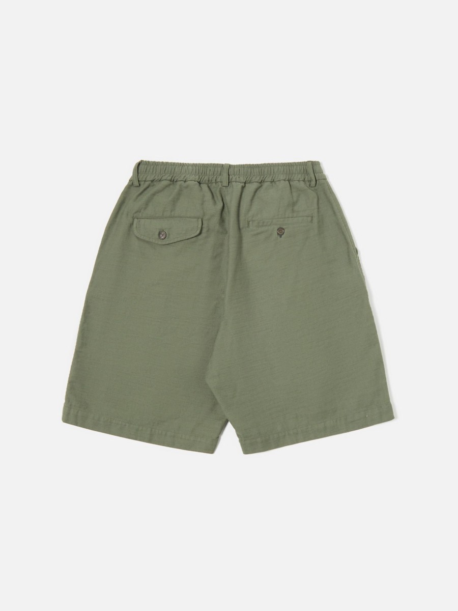 Best Universal Works Universal Works Pleated Track Short In Olive Slub Sateen