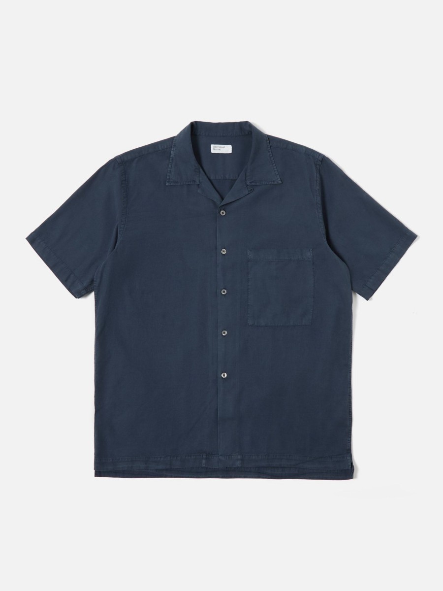 Online Universal Works Universal Works Camp Shirt Ii In Navy Gardenia Lycot