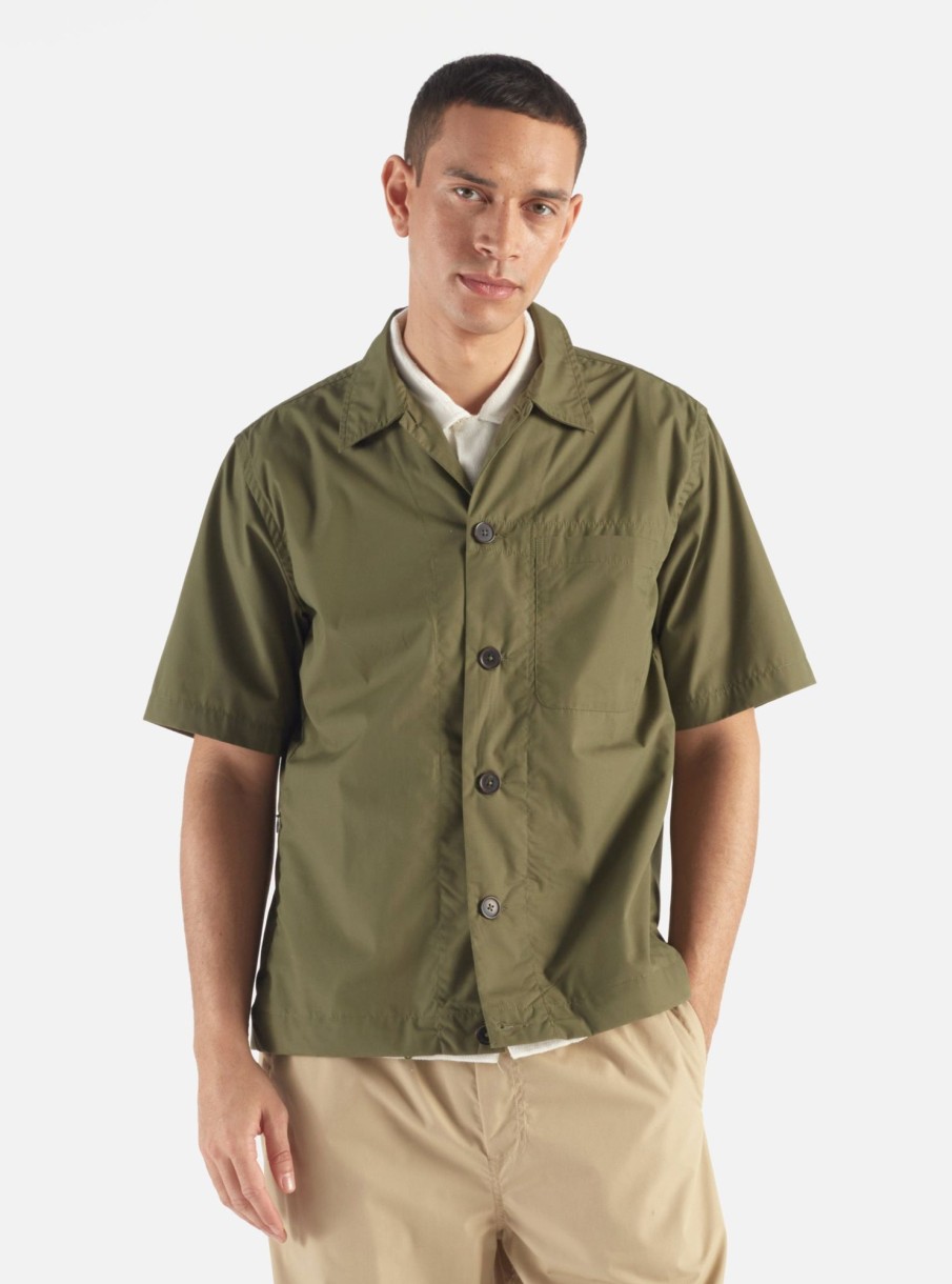 Online Universal Works Universal Works Tech Overshirt In Olive Recycled Poly Tech