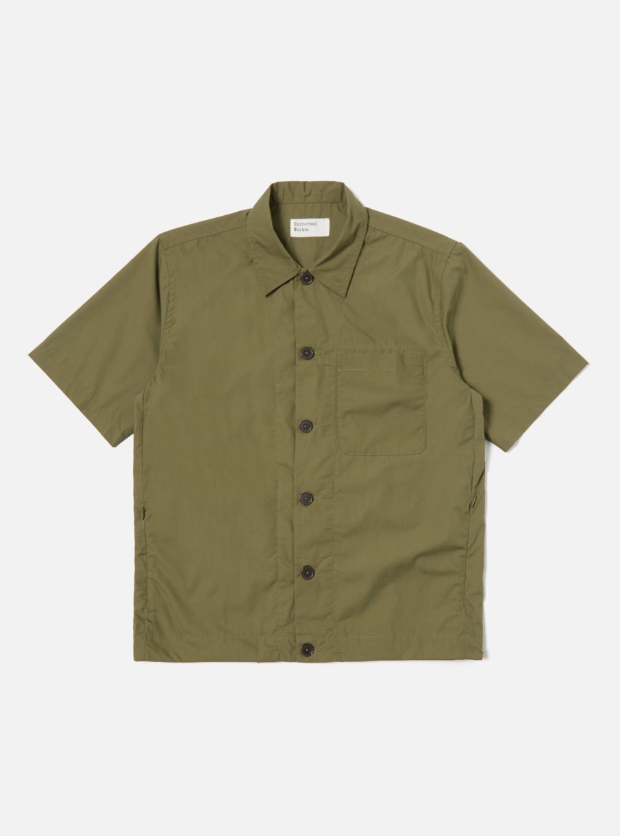 Online Universal Works Universal Works Tech Overshirt In Olive Recycled Poly Tech