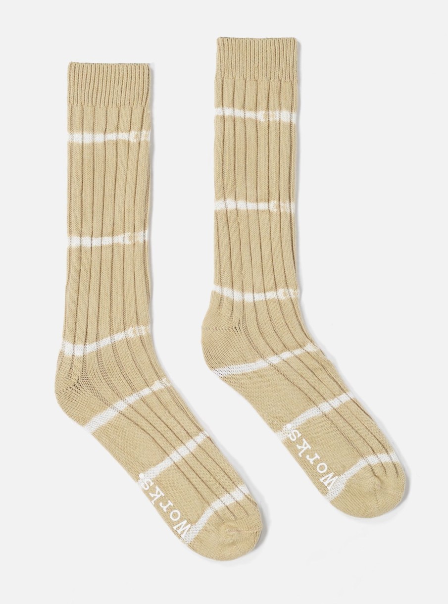 New Universal Works Universal Works Slub Sock In Dark Sand Tie Dye Knit