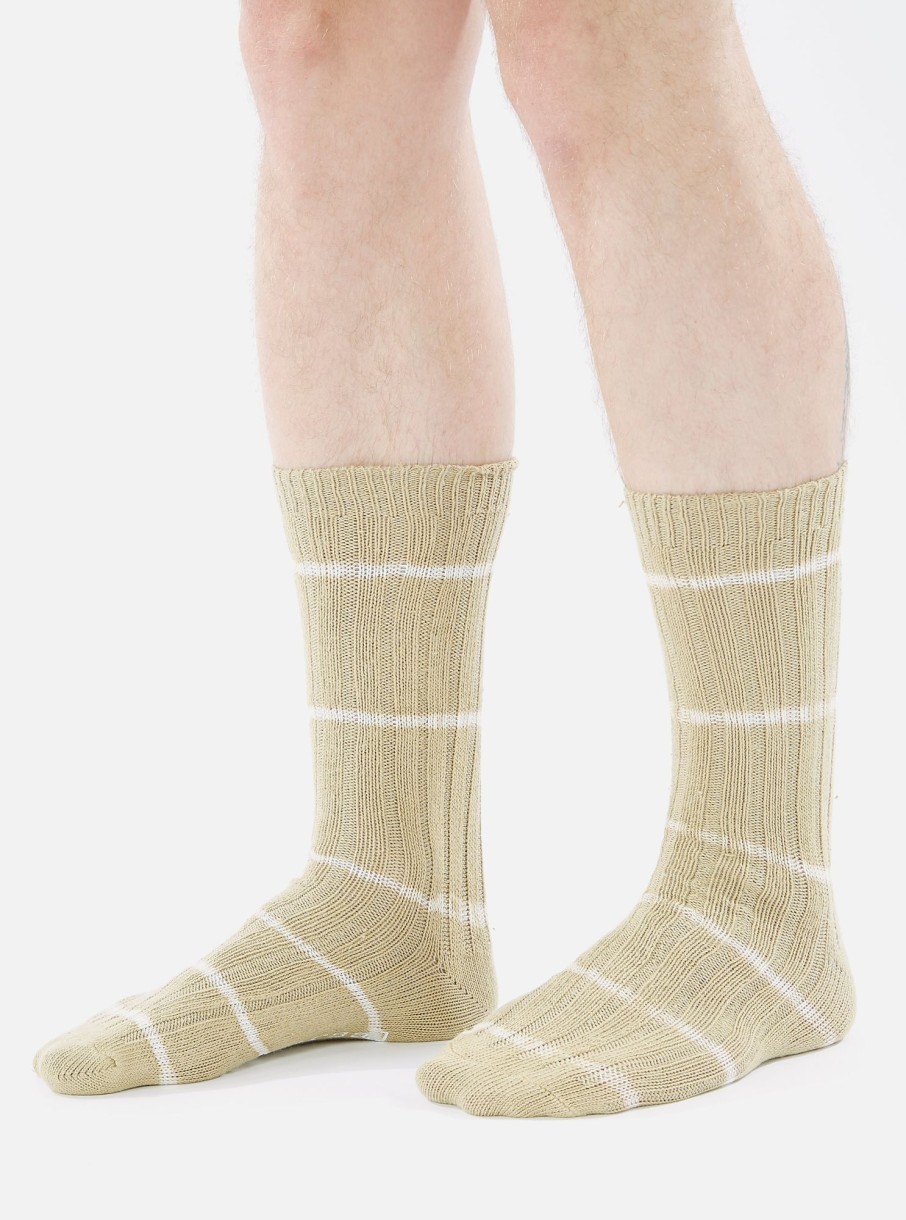 New Universal Works Universal Works Slub Sock In Dark Sand Tie Dye Knit