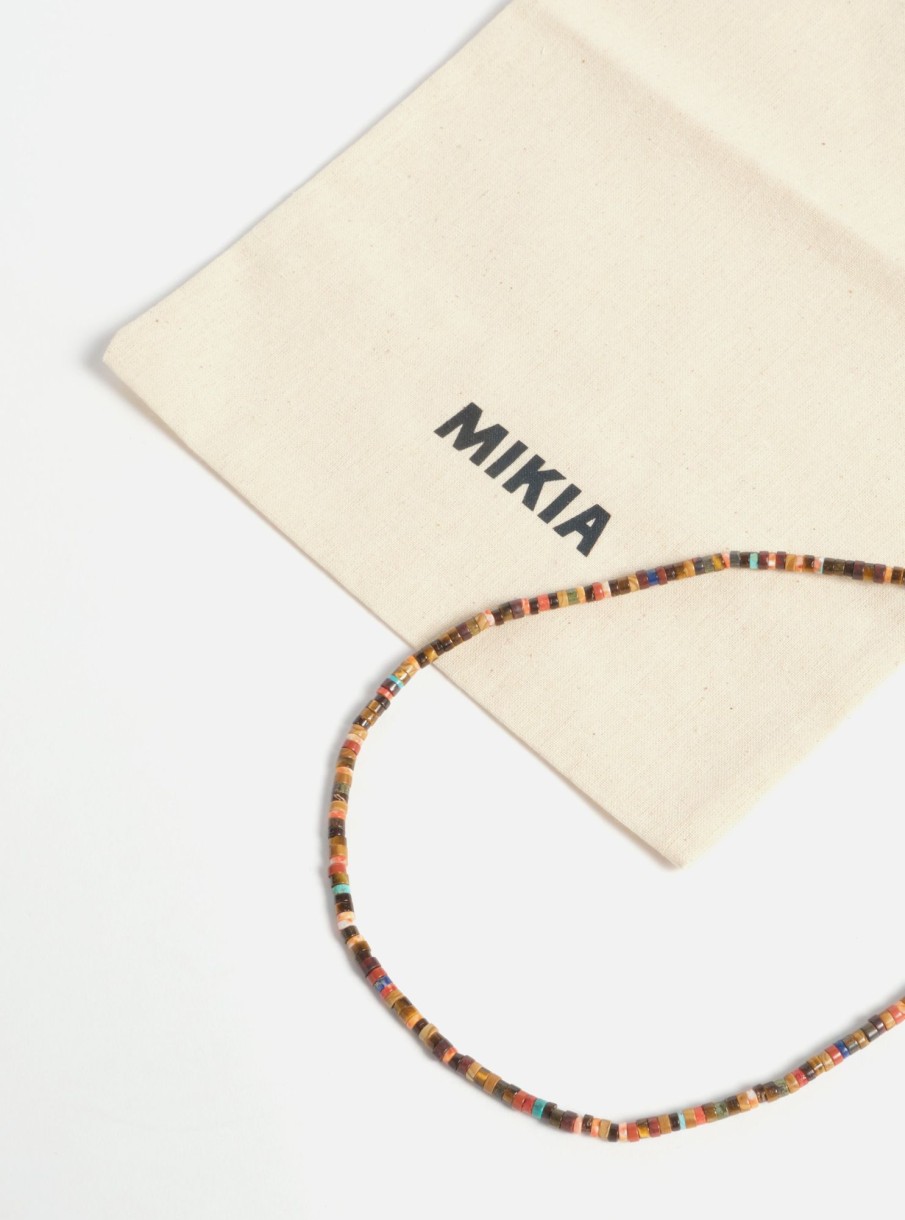 New Mikia Mikia Heishi Beads Necklace In Brown Multi Jasper/Spone Coral/Yellow Tiger Eye