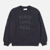 Wholesale Universal Works Universal Works 'Peace, Love & Soul' Sweatshirt In Navy Brush Back Sweat