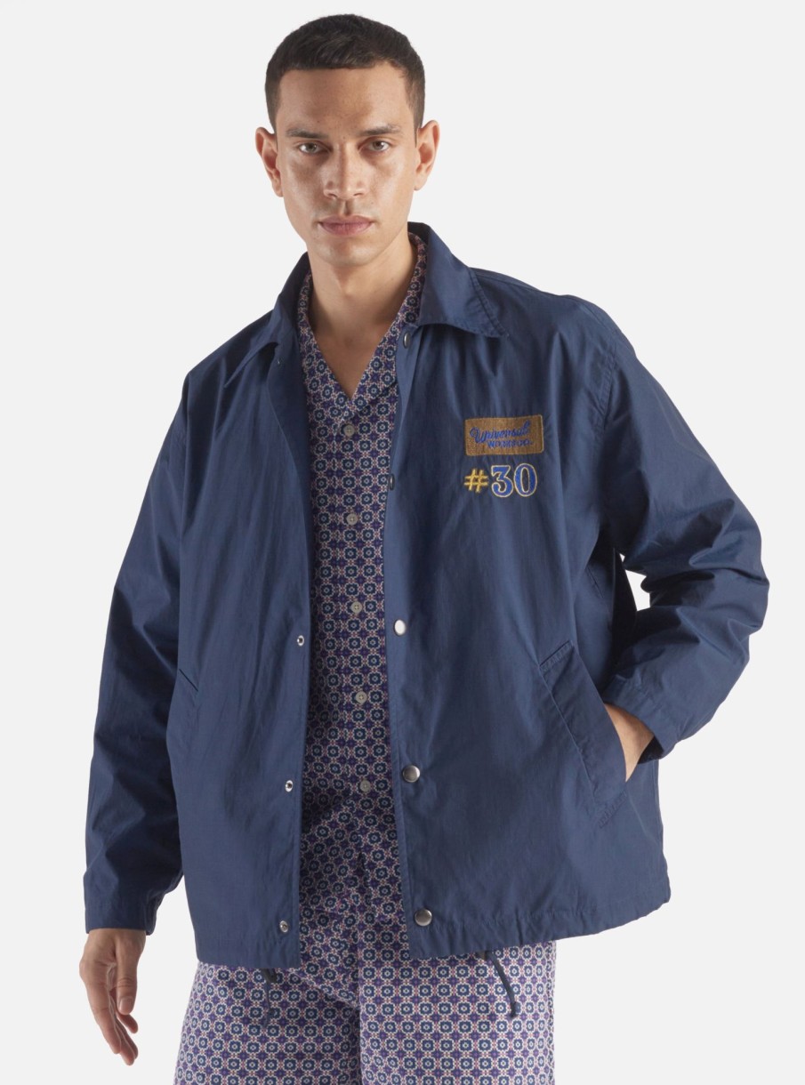 Wholesale Universal Works Universal Works Embroidered Head Coach Jacket In Navy Halley Ripstop