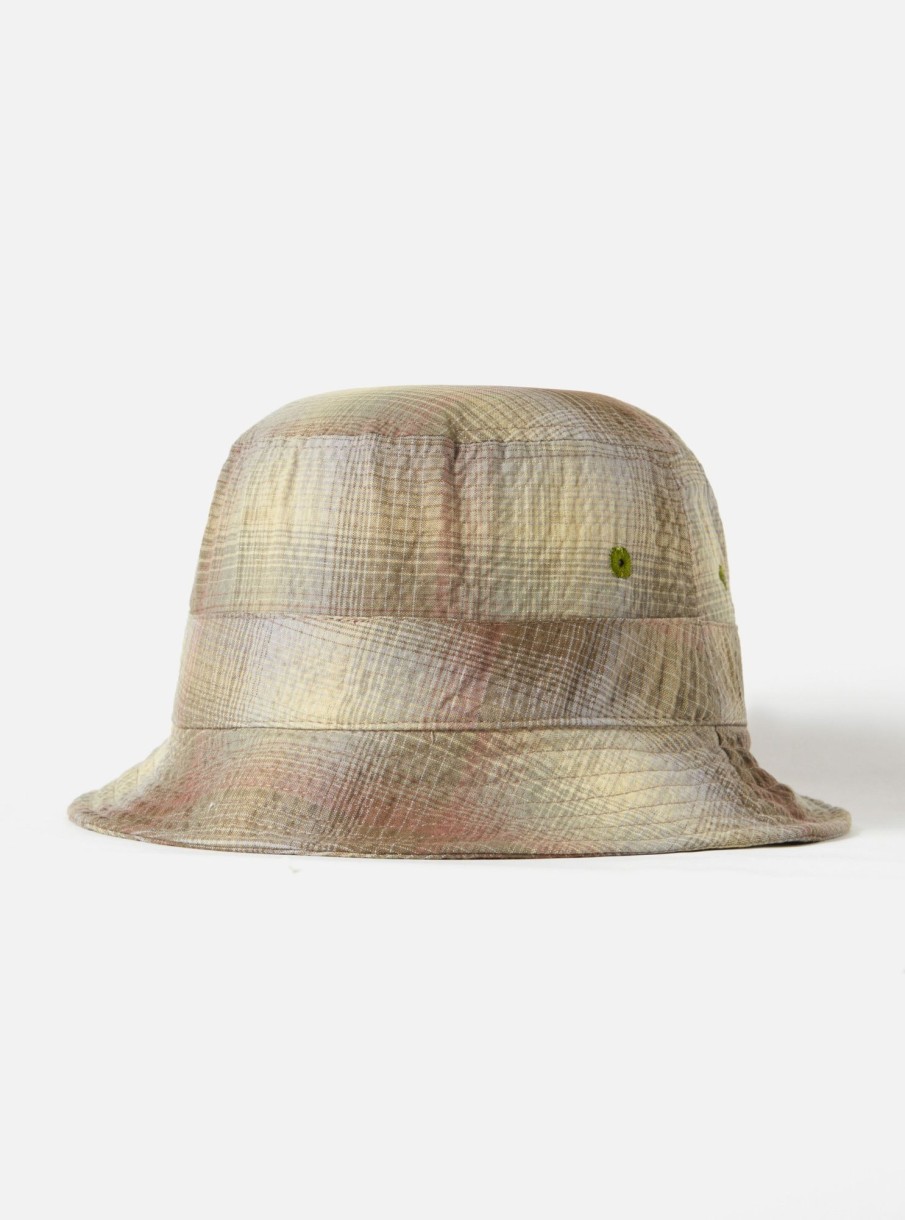 Wholesale Universal Works Universal Works Bucket Hat In Olive Portuguese Check Seersucker