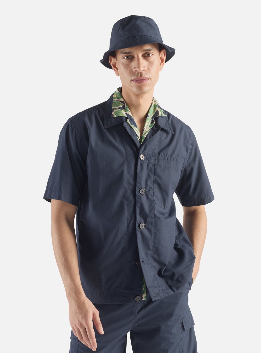 Clearance Universal Works Universal Works Tech Overshirt In Navy Recycled Poly Tech