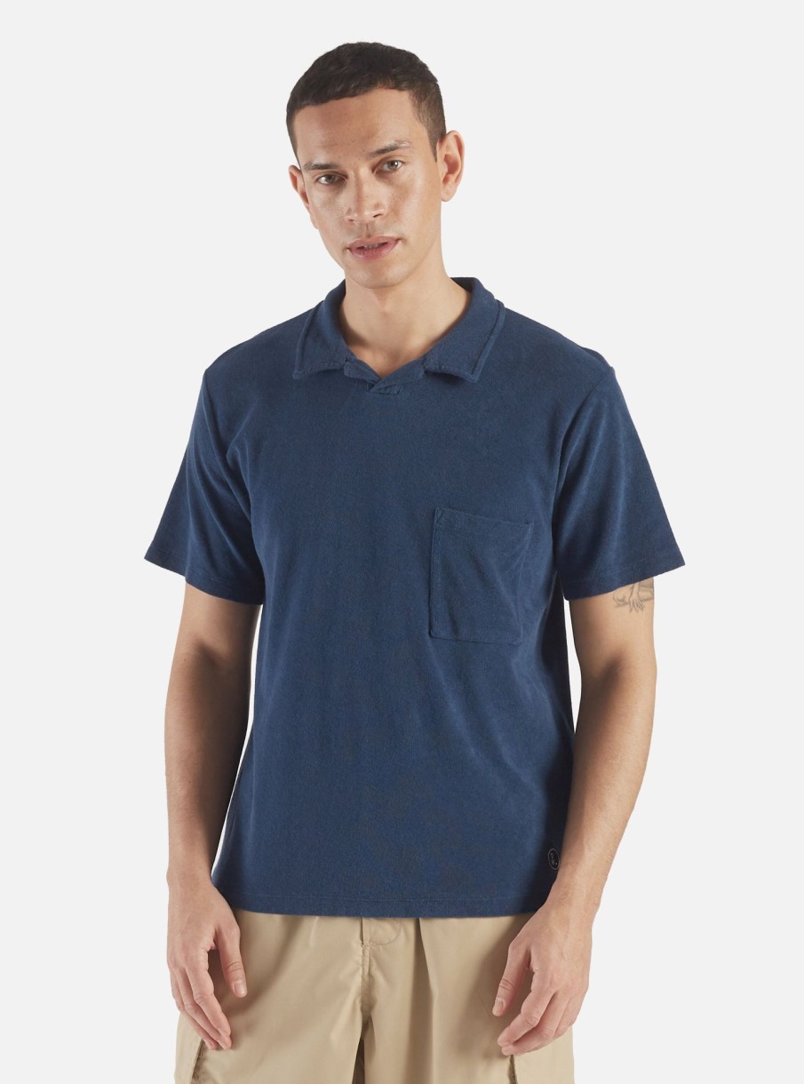 Online Universal Works Universal Works Vacation Polo In Navy Light Weight Terry