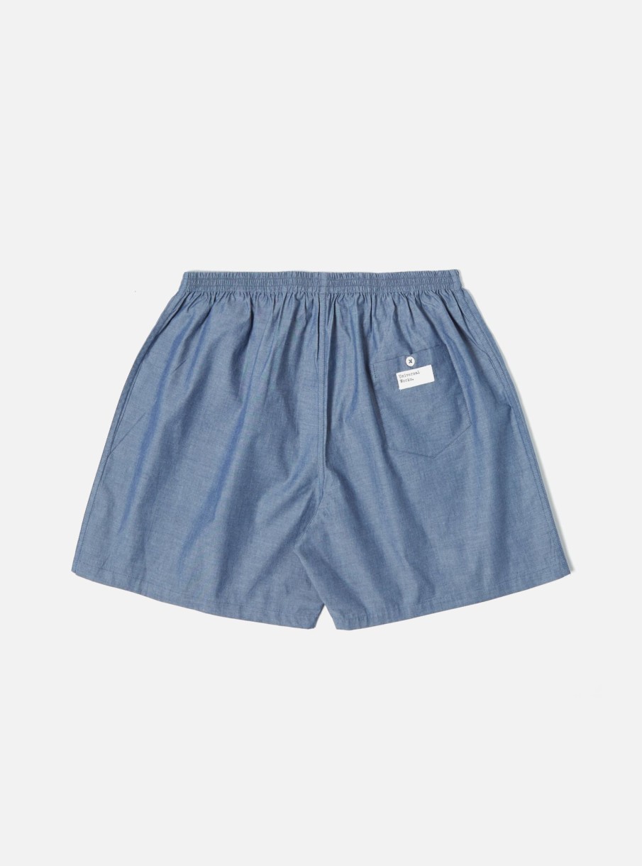 Clearance Universal Works Universal Works Boxer Short In Light Indigo Chambray