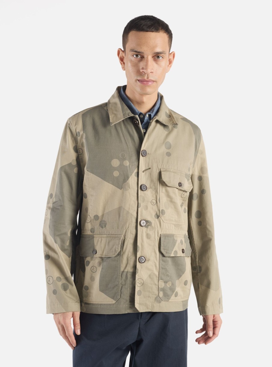 Online Universal Works Universal Works Utility Jacket In Stone Uw. Camo Twill