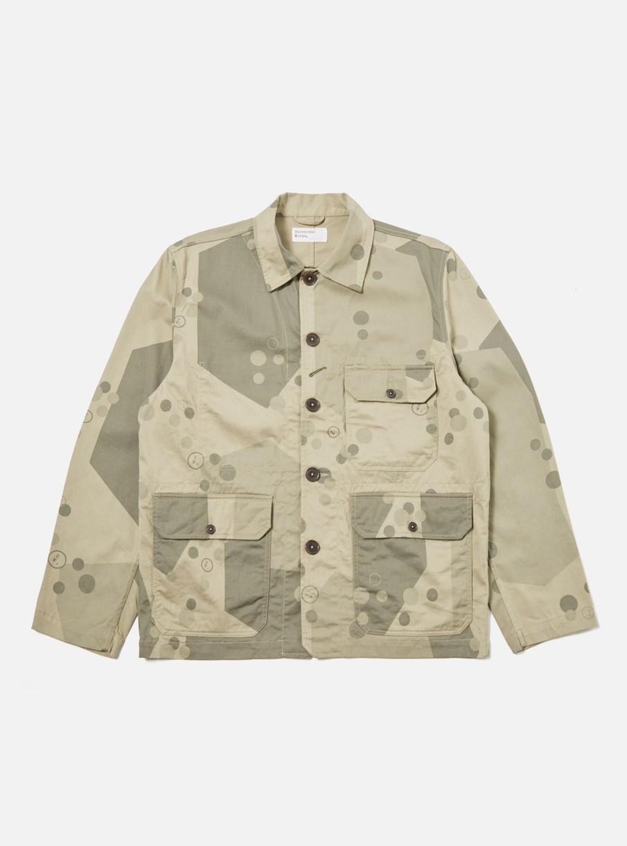 Online Universal Works Universal Works Utility Jacket In Stone Uw. Camo Twill