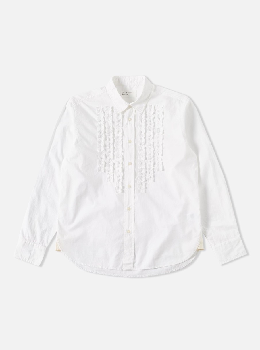 Online Universal Works Universal Works Frill Shirt In White Poplin