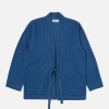 New Universal Works Universal Works Tie Front Jacket In Washed Indigo Herringbone Denim