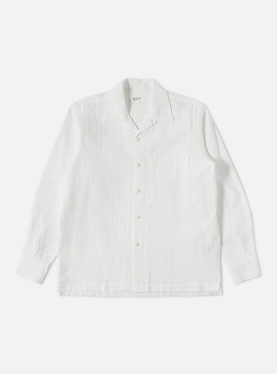 Clearance Universal Works Universal Works L/S Camp Shirt Ii In White Delos Cotton