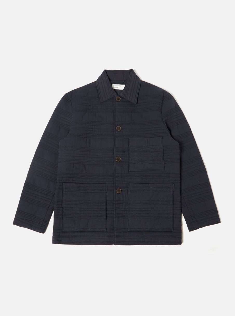 Best Universal Works Universal Works Quilt Simple Bakers Jacket In Navy Winter Twill