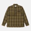 Online Universal Works Universal Works Ls Pullover Shirt In Olive Embroided Shadow Check