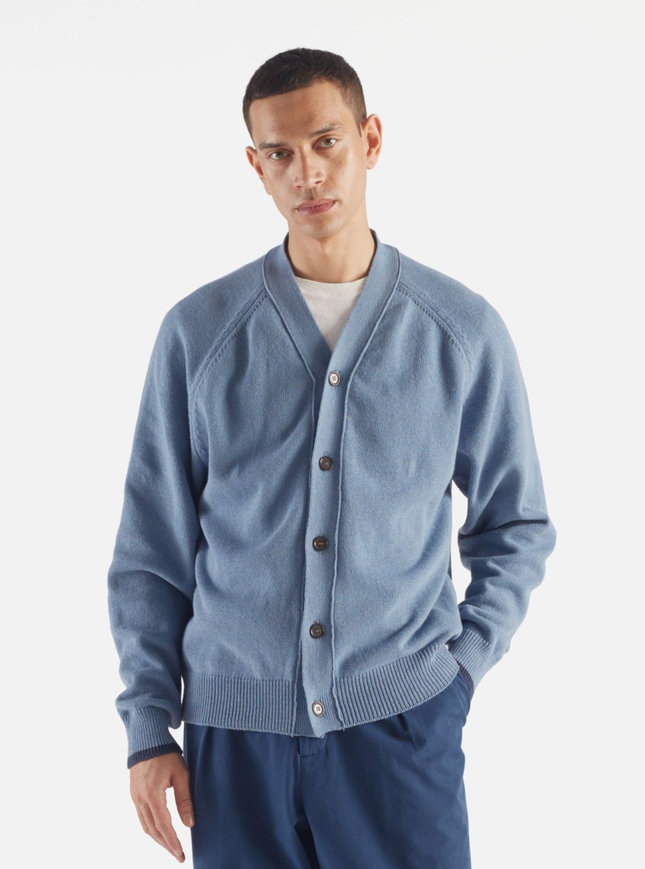 Clearance Universal Works Universal Works David Cardigan In Chambray Eco Cotton