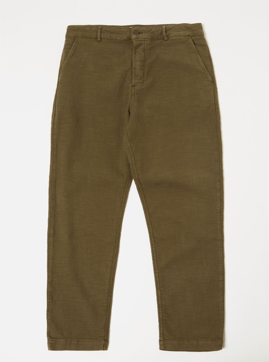 Clearance Universal Works Universal Works Military Chino In Olive Chevron Cotton