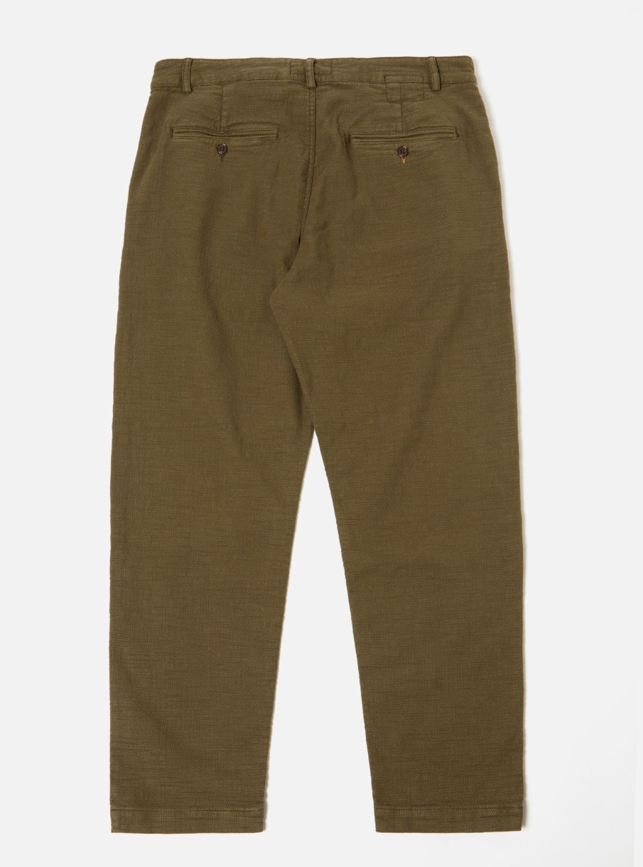 Clearance Universal Works Universal Works Military Chino In Olive Chevron Cotton