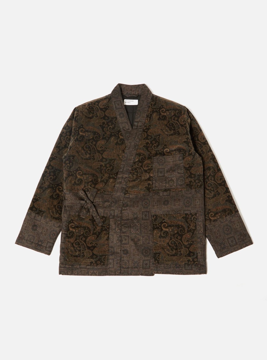 Wholesale Universal Works Universal Works Mixed Kyoto Work Jacket In Black Japanese Print Twill/Cord