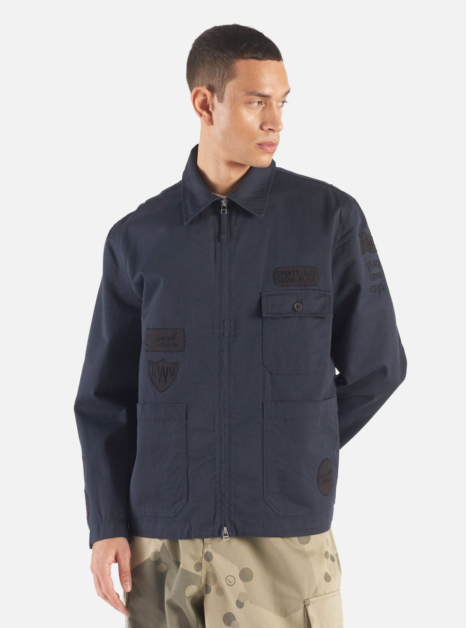 Wholesale Universal Works Universal Works Gower Jacket In Embroidered Navy Twill