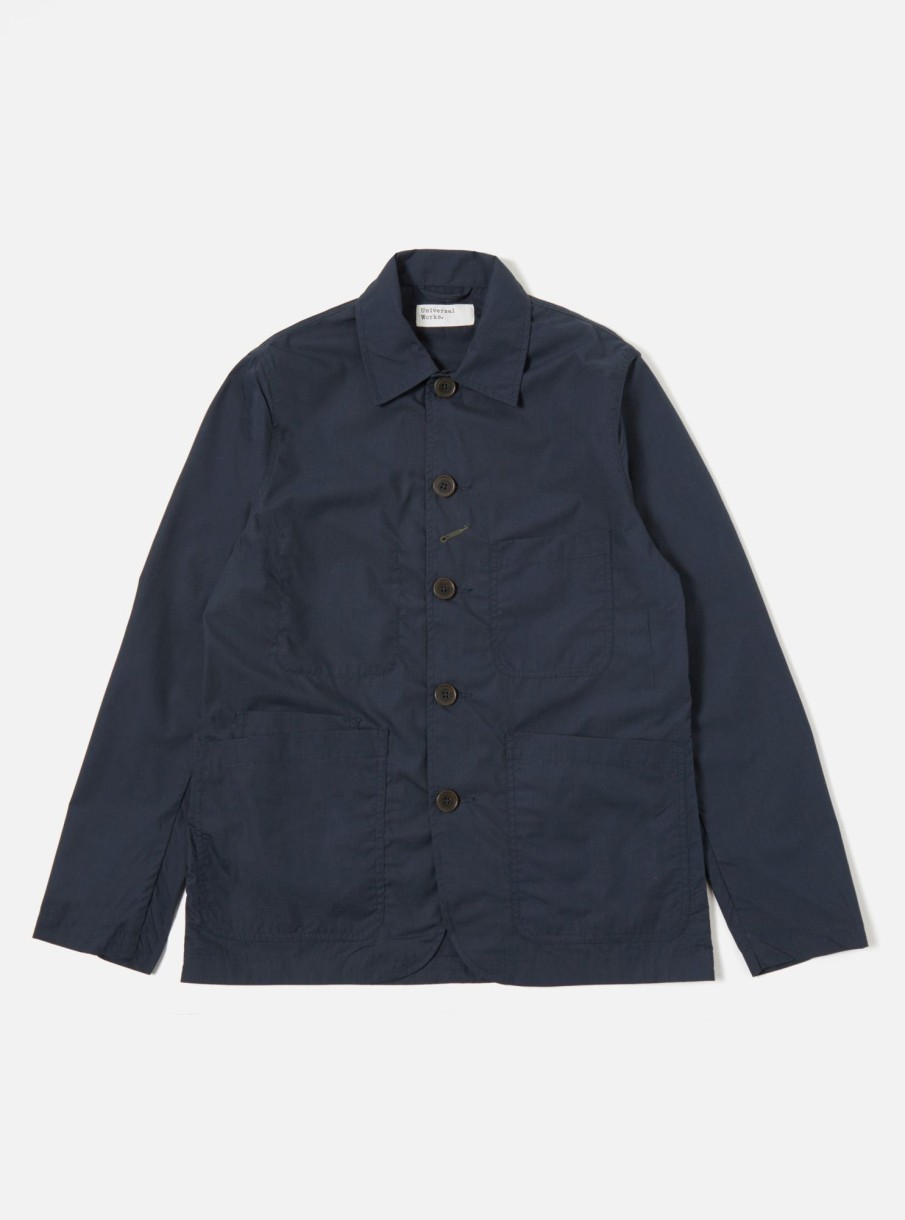 Online Universal Works Universal Works Bakers Jacket In Navy Recycled Poly Tech