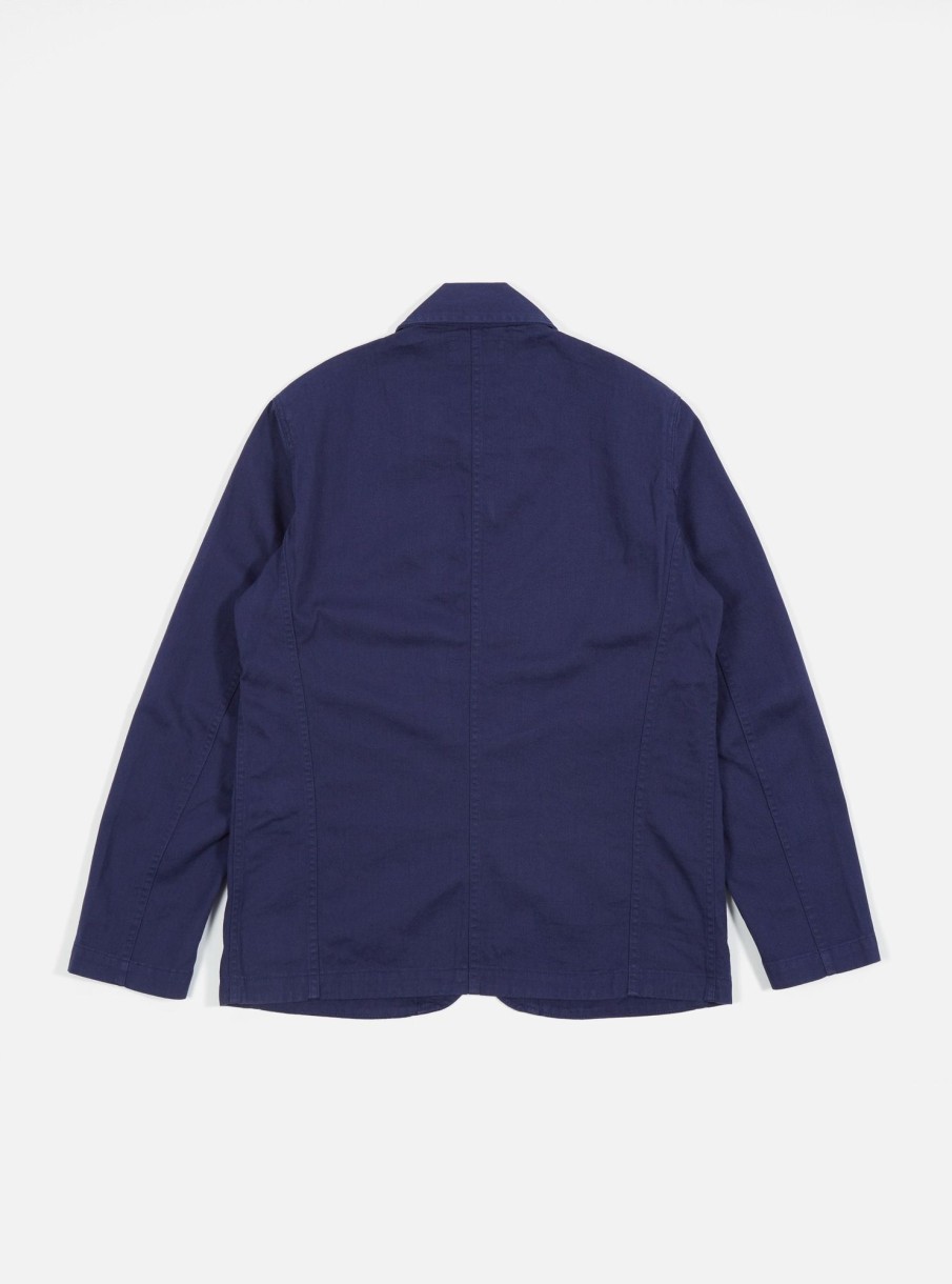 New Universal Works Universal Works Bakers Jacket In Work Blue Byron Twill