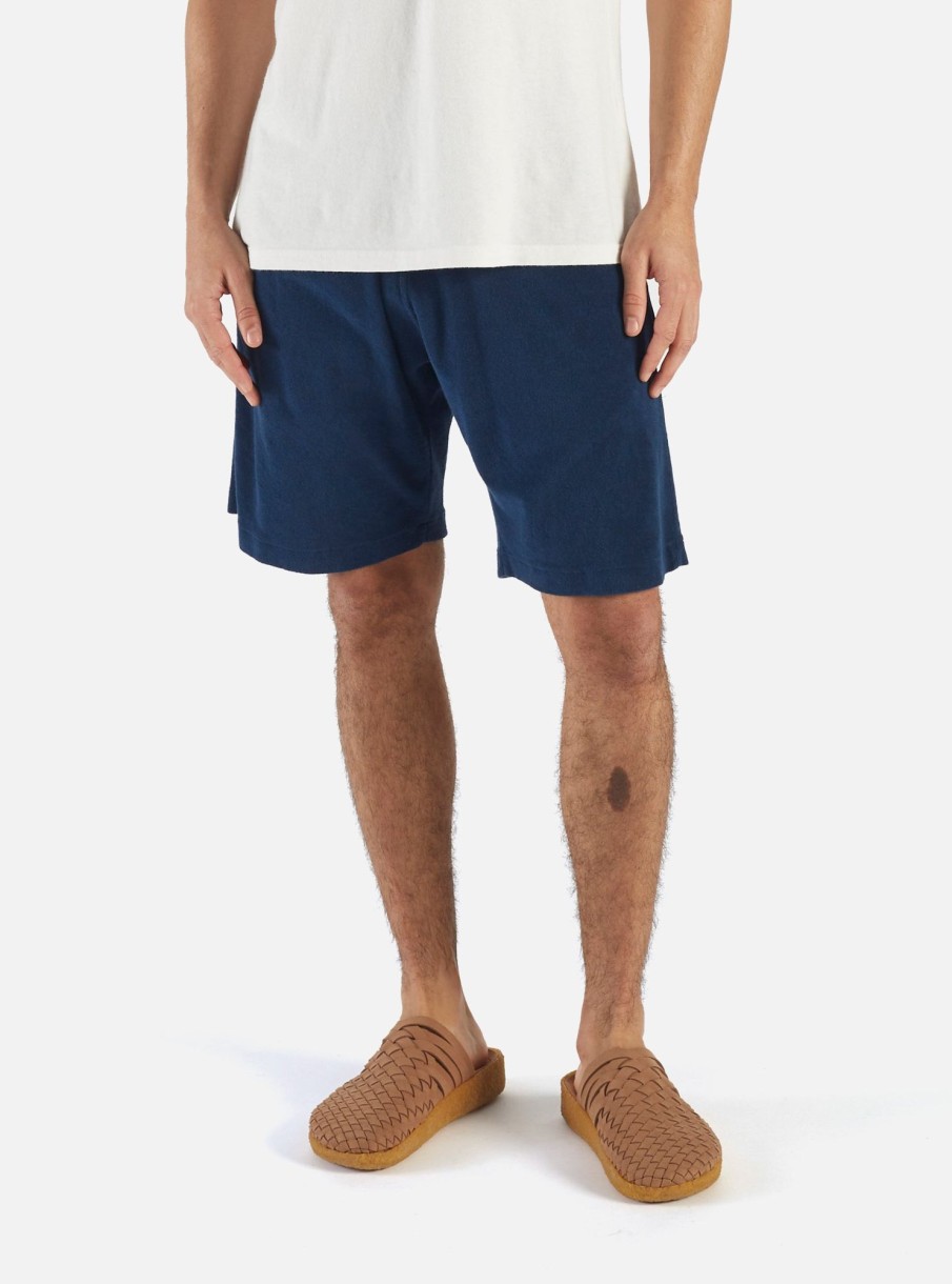 New Universal Works Universal Works Lumber Short In Navy Light Weight Terry