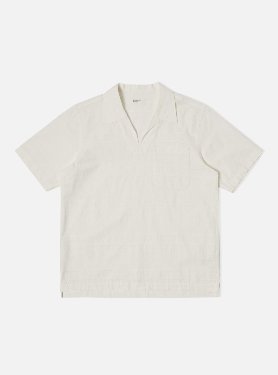 Best Universal Works Universal Works Overhead Shirt In Ecru Japanese Self Stripe