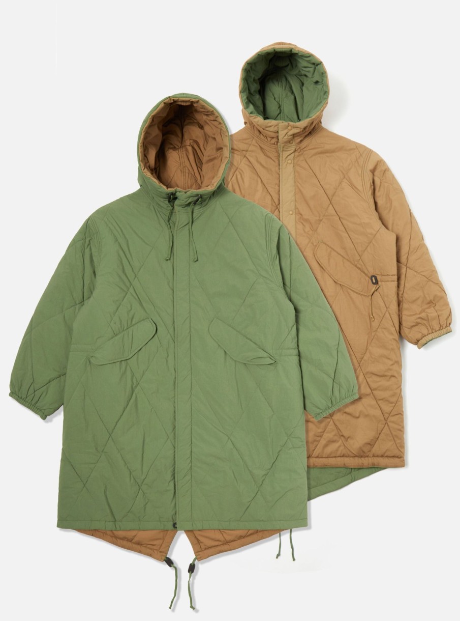 Best Universal Works Universal Works Diamond Quilt Parka In Green Recycled Nylon