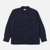 Clearance Universal Works Universal Works L/S Utility Shirt In Indigo Herringbone Denim