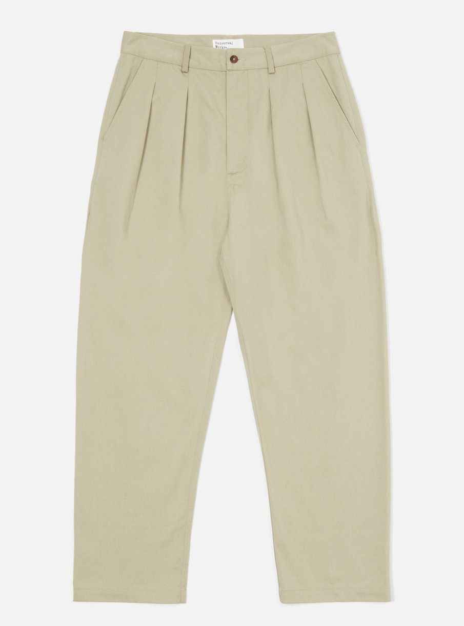 Hot Universal Works Universal Works Double Pleat Pant In Stone Twill