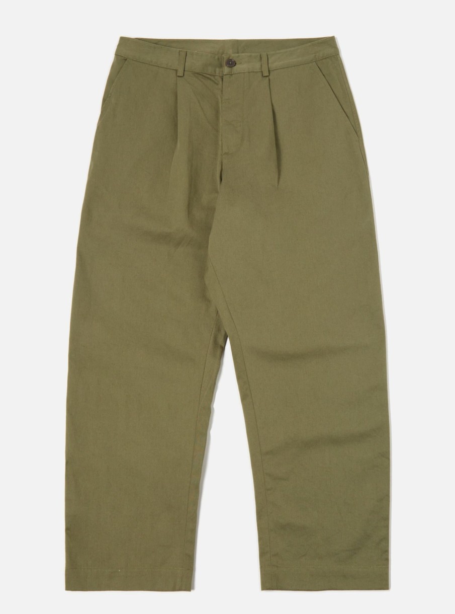 Clearance Universal Works Universal Works Duke Pant In Light Olive Twill