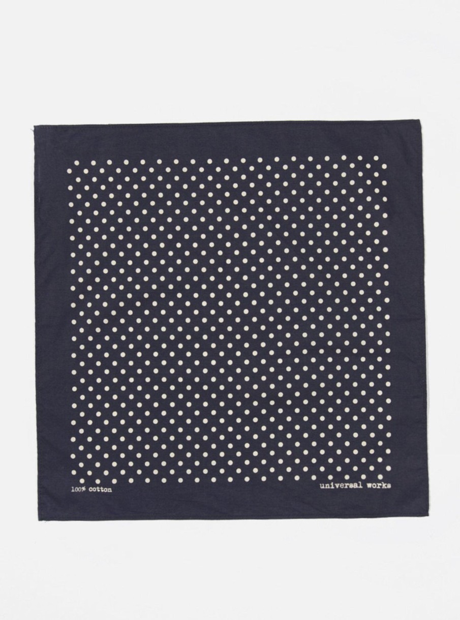 Clearance Universal Works Universal Works Pocket Square In Navy Classic Dot